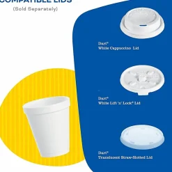 Dart® Insulated Foam Drinking Cups, White, 20 Oz, White, Pack Of 500 Cups