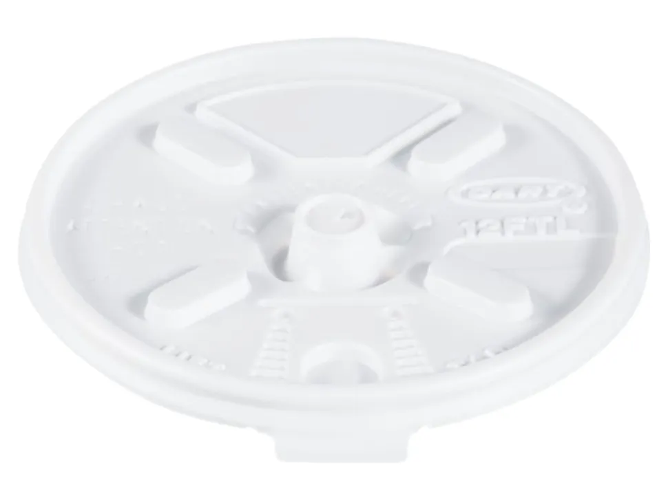 Dart Lift-n-Lock Lid For Foam Cups, 12 Oz, White, Pack Of 1,000