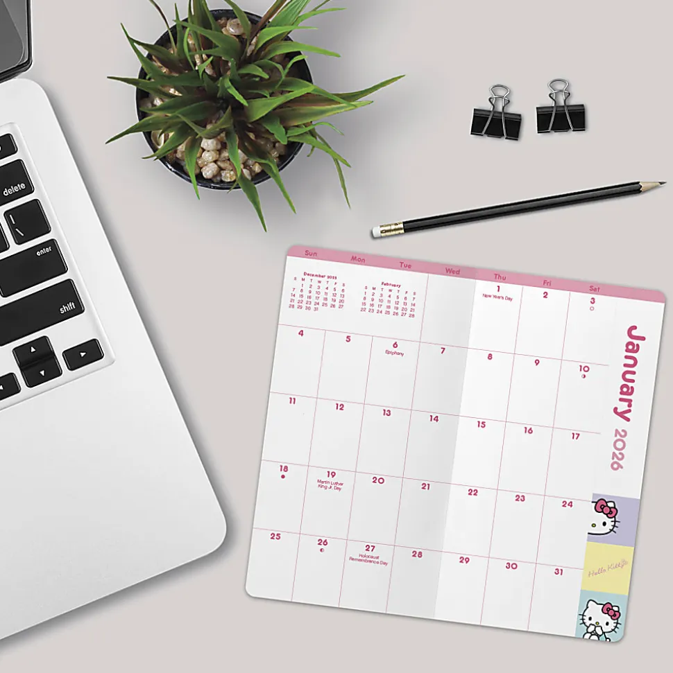 2026-2027 DateWorks Monthly Pocket Planner, 3-1/2" x 6-1/2", Hello Kitty, January 2026 To December 2027, 262074OD