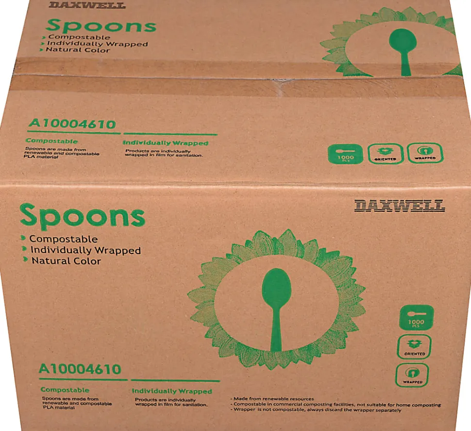 Daxwell Medium/Heavyweight Wrapped Utensils, Teaspoons, Champagne, Pack Of 1,000 Teaspoons