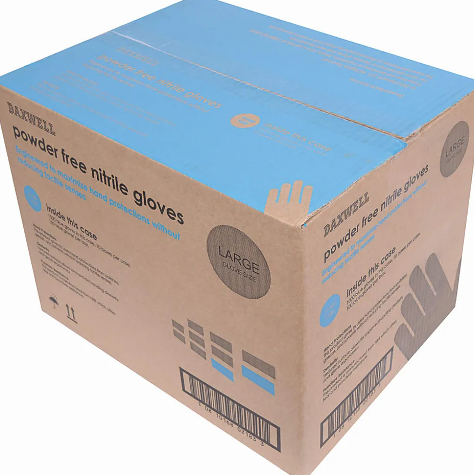 Daxwell Nitrile Gloves, Large, 100 Pairs Per Box, Case Of 10 Boxes