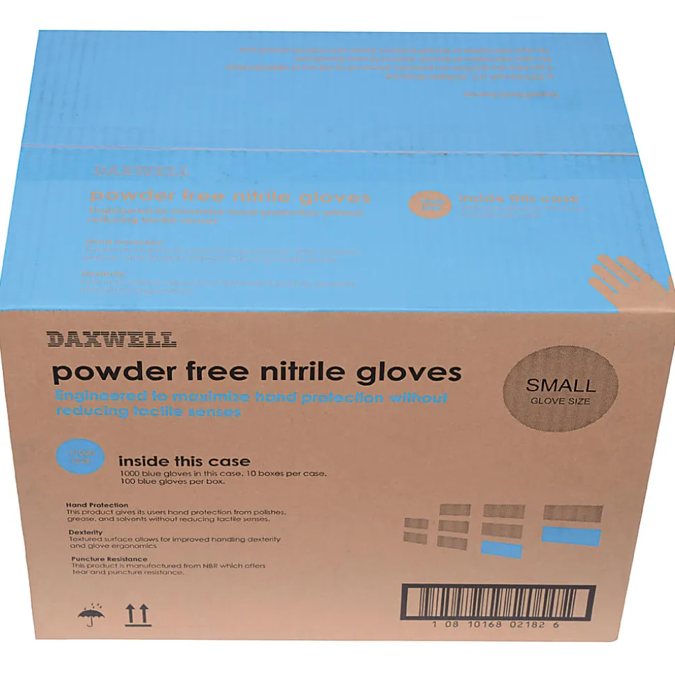 Daxwell Nitrile Gloves, Small, 100 Pairs Per Box, Case Of 10 Boxes