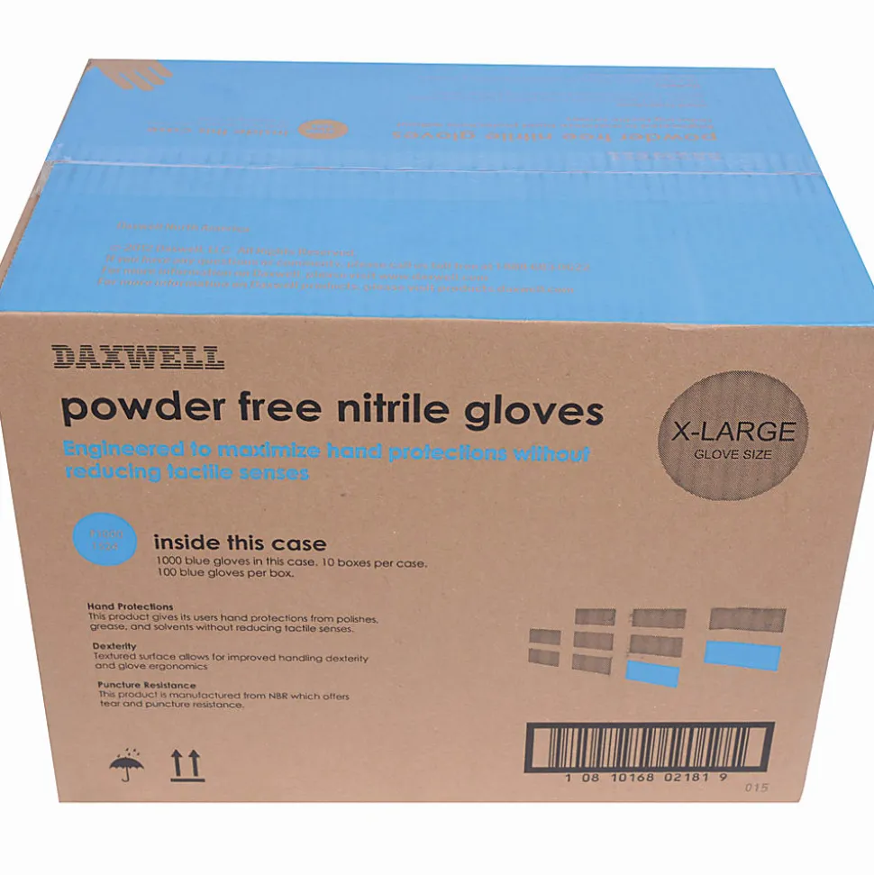Daxwell Nitrile Gloves, X-Large, 100 Pairs Per Box, Case Of 10 Boxes