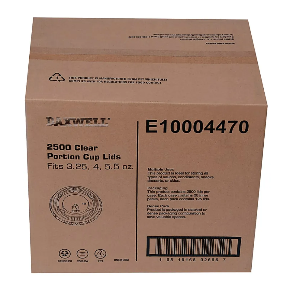 Daxwell® Portion Cup Lids, For 3.25, 4 And 5.5 Oz Portion Cups, Clear, Case Of 2,500 Lids