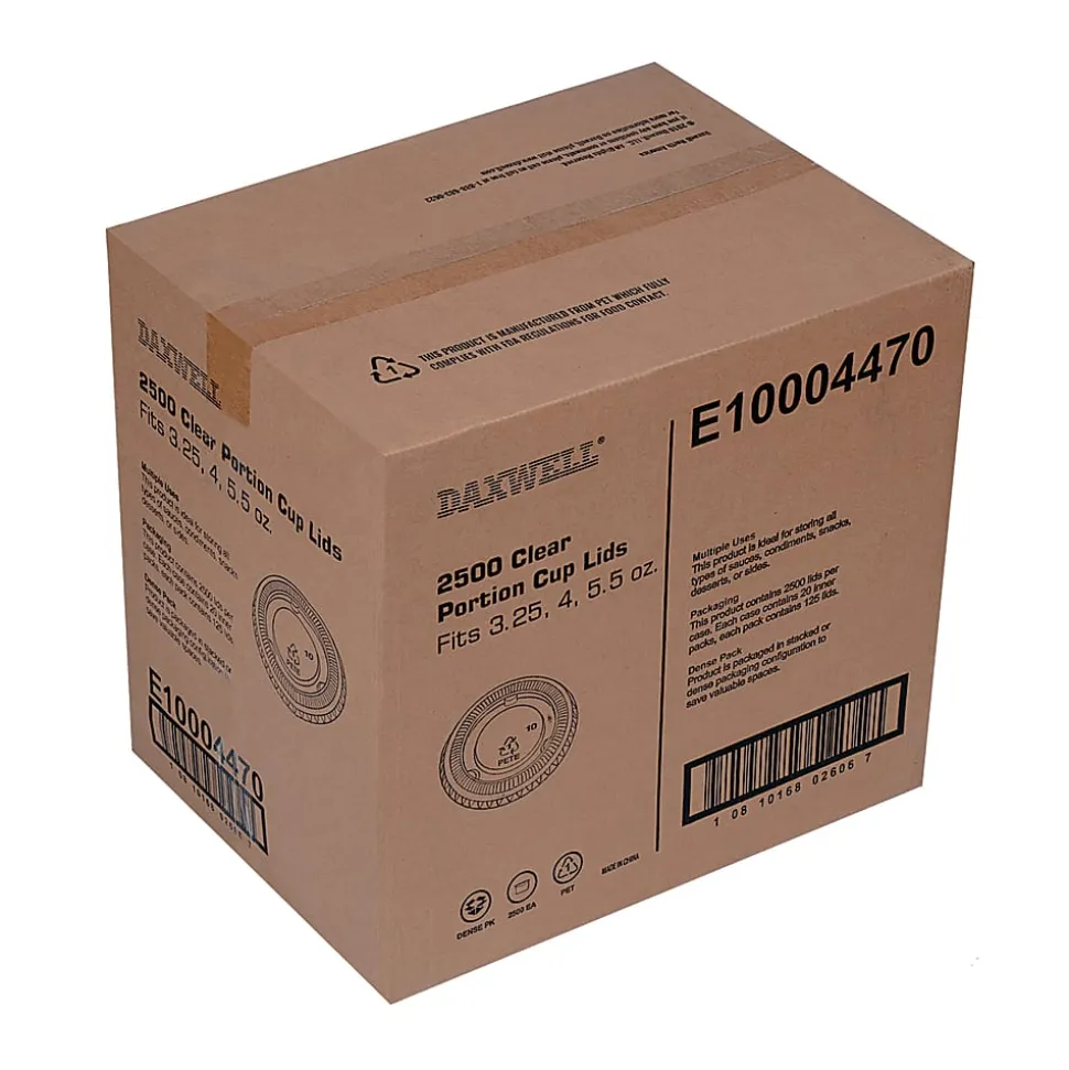 Daxwell® Portion Cup Lids, For 3.25, 4 And 5.5 Oz Portion Cups, Clear, Case Of 2,500 Lids
