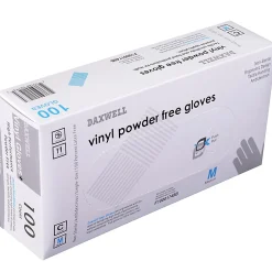 Daxwell Vinyl Gloves, Medium, Clear, 100 Gloves Per Pack, Box Of 10 Packs