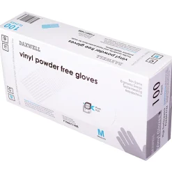 Daxwell Vinyl Gloves, Medium, Clear, 100 Gloves Per Pack, Box Of 10 Packs