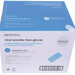Daxwell Vinyl Gloves, Medium, Clear, 100 Gloves Per Pack, Box Of 10 Packs