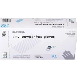 Daxwell Vinyl Gloves, X-Large, Clear, 100 Gloves Per Pack, Box Of 10 Packs
