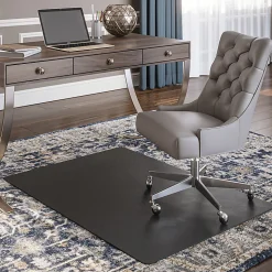 Deflecto Chair Mat For Low-Pile Carpets, For Commercial-Grade Carpeting, 46"W x 60"D, Black