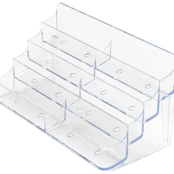 Deflecto 8-Compartment Business Card Holder, 3 7/8"H x 7 7/8"W x 3 5/8"D, Clear, DEF70801