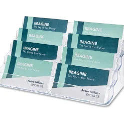 Deflecto 8-Compartment Business Card Holder, 3 7/8"H x 7 7/8"W x 3 5/8"D, Clear, DEF70801