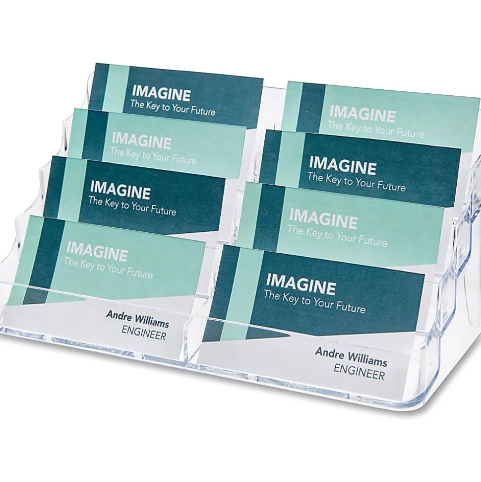 Deflecto 8-Compartment Business Card Holder, 3 7/8"H x 7 7/8"W x 3 5/8"D, Clear, DEF70801