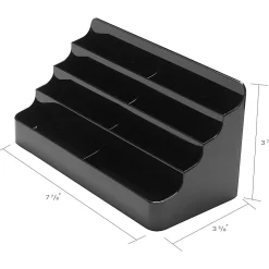Deflecto 8-Compartment Business Card Holder, 3 7/8"H x 7 7/8"W x 3 5/8"D, Black