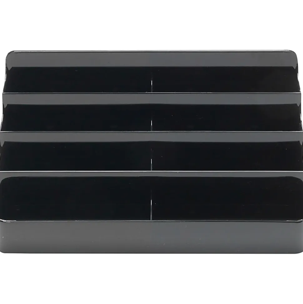 Deflecto 8-Compartment Business Card Holder, 3 7/8"H x 7 7/8"W x 3 5/8"D, Black