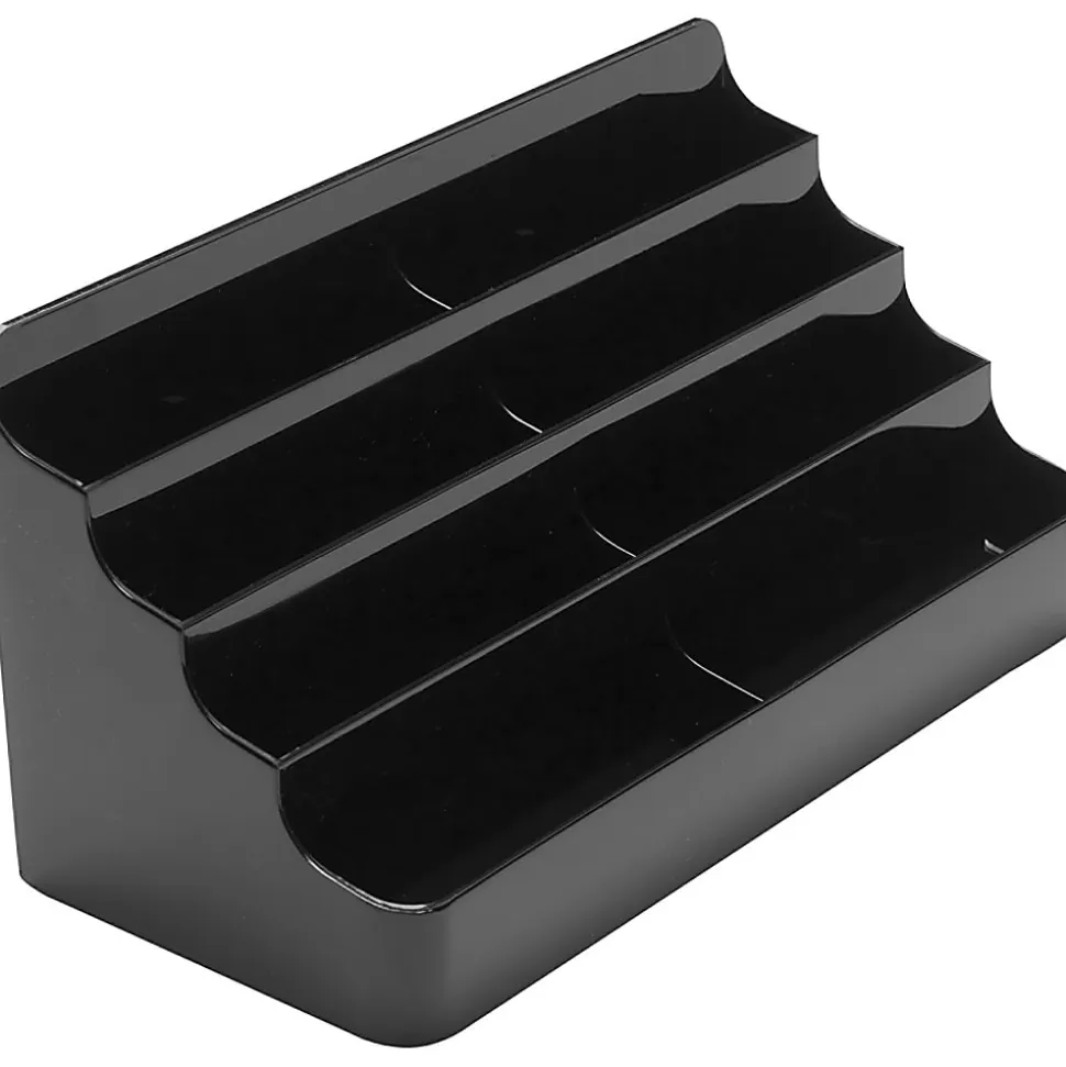 Deflecto 8-Compartment Business Card Holder, 3 7/8"H x 7 7/8"W x 3 5/8"D, Black