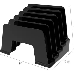 Deflecto® 5-Compartment Desktop Incline Sorter, 30% Recycled, Black