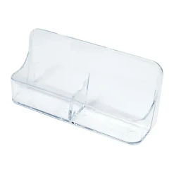 Deflecto® 2-Compartment Vertical Business Card Holder, 5" x 2 1/5" x 1 1/2", Clear