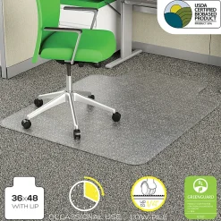Deflect-O Earth Source® Chair Mat For Commercial Pile Carpets, Beveled Edge, Standard Lip, 36