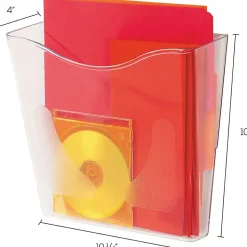 deflecto® Euro-Style DocuPocket®Portrait Wall File, A4/Legal/Letter/Magazine/Portfolio Size, 10.25" x 4" x 10", Clear