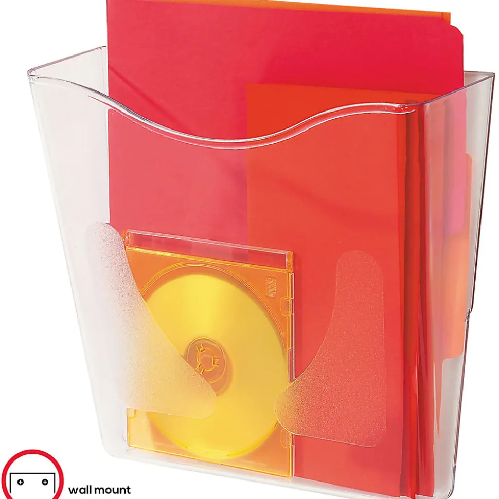 deflecto® Euro-Style DocuPocket®Portrait Wall File, A4/Legal/Letter/Magazine/Portfolio Size, 10.25" x 4" x 10", Clear