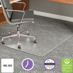 Deflecto Execumat Heavy-Duty Vinyl Chair Mat For High-Pile Carpets, 46" x 60", Translucent