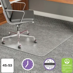 Deflecto Execumat Heavy-Duty Vinyl Chairmat For High-Pile Carpets, Rectangular, 45