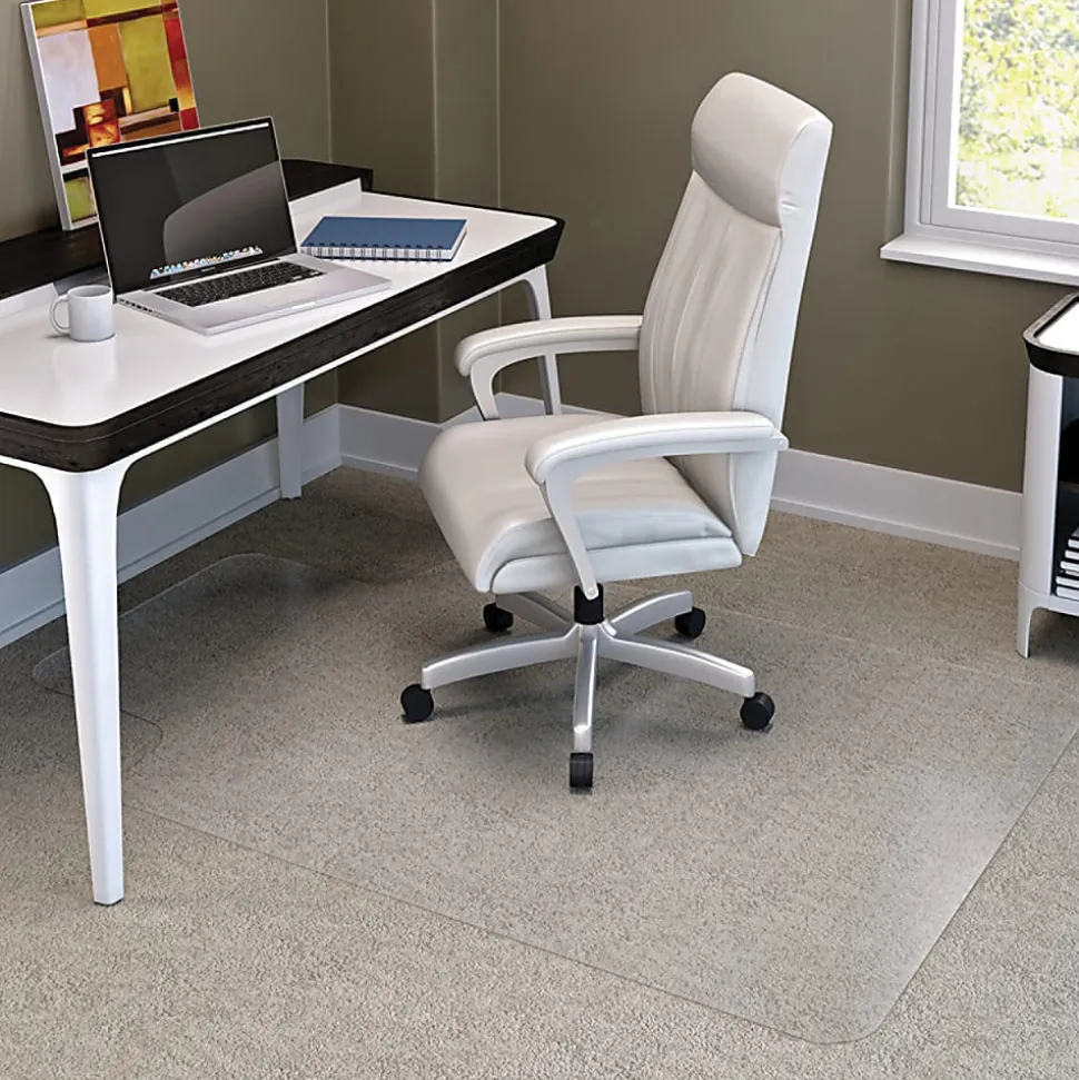 Deflecto® Glass Clear Chair Mat, For Medium Pile Carpets, With Lip, 36" x 48", Clear