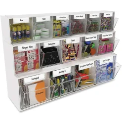 Deflecto Interlocking Horizontal Tilt Bin, 5 Bins, Small Size, 3 3/10