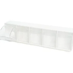 Deflecto Interlocking Horizontal Tilt Bin, 5 Bins, Small Size, 3 3/10