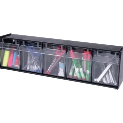 Deflecto Interlocking Horizontal Tilt Bin, 5 Bins, Small Size, 5 1/4