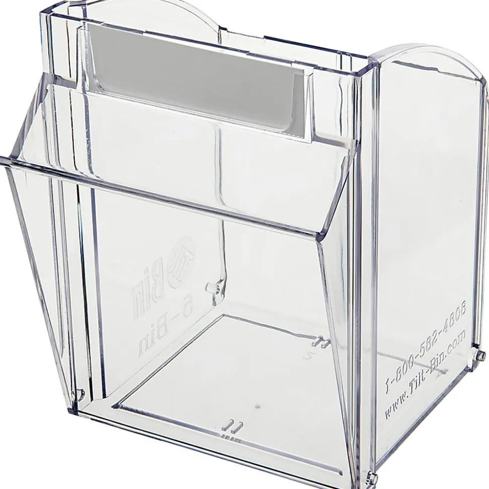Deflecto Interlocking Horizontal Tilt Bin, 5 Bins, Small Size, 5 1/4" x 23 5/8" x 6 1/2", Black/Clear