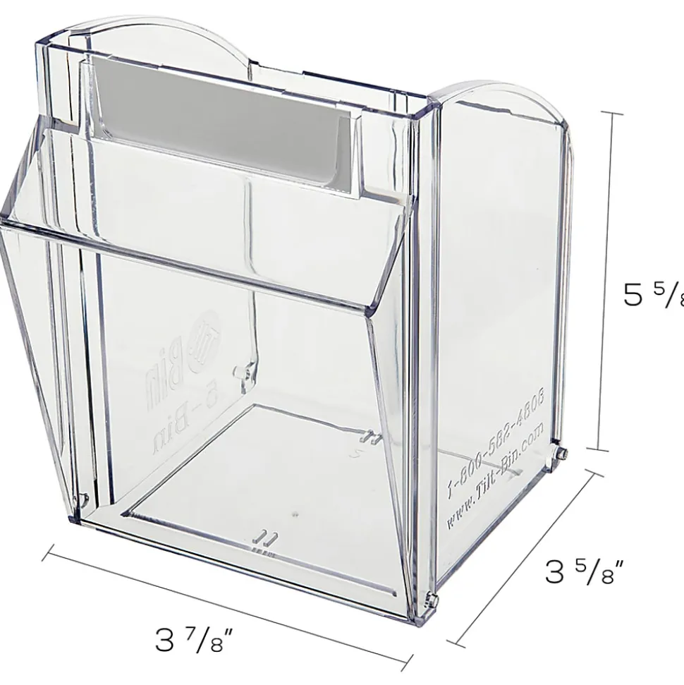Deflecto Interlocking Horizontal Tilt Bin, 5 Bins, Small Size, 5 1/4" x 23 5/8" x 6 1/2", Black/Clear
