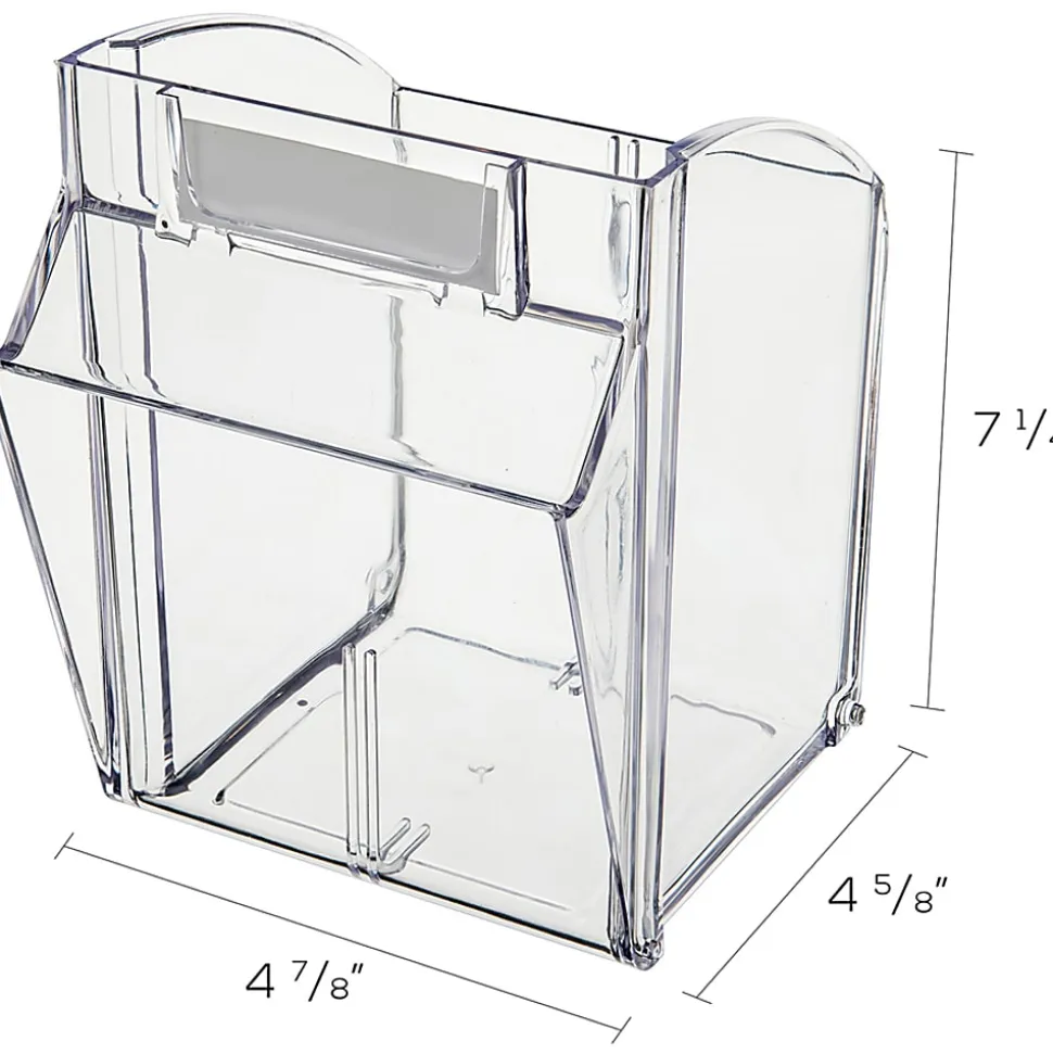Deflecto Interlocking Horizontal Tilt Bin, 4 Bins, Medium Size, 8 1/8" x 23 5/8" x 6 5/8", Black/Clear