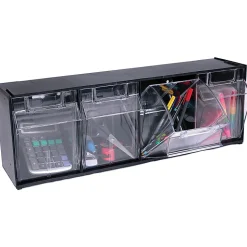 Deflecto Interlocking Horizontal Tilt Bin, 4 Bins, Medium Size, 8 1/8