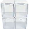 Deflecto Interlocking Tilt Bins, 5-1/2”H x 4-3/4”W x 4-7/8”D, Clear/White, Pack Of 4 Bins