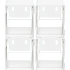 Deflecto Interlocking Tilt Bins, 5-1/2”H x 4-3/4”W x 4-7/8”D, Clear/White, Pack Of 4 Bins