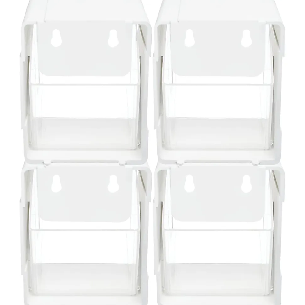 Deflecto Interlocking Tilt Bins, 5-1/2”H x 4-3/4”W x 4-7/8”D, Clear/White, Pack Of 4 Bins