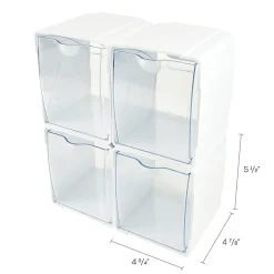 Deflecto Interlocking Tilt Bins, 5-1/2”H x 4-3/4”W x 4-7/8”D, Clear/White, Pack Of 4 Bins