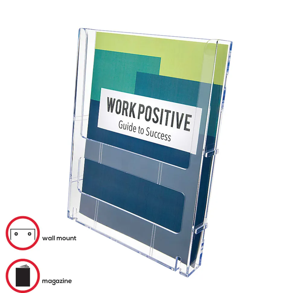 Deflecto® Lit Loc® Interlocking Magazine Size Literature Display, 11 1/4"H x 9"W x 1 1/4"D, Clear