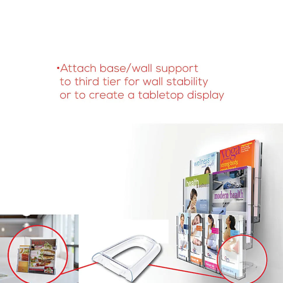 Deflecto® Lit Loc® Interlocking Magazine Size Literature Display, 11 1/4"H x 9"W x 1 1/4"D, Clear