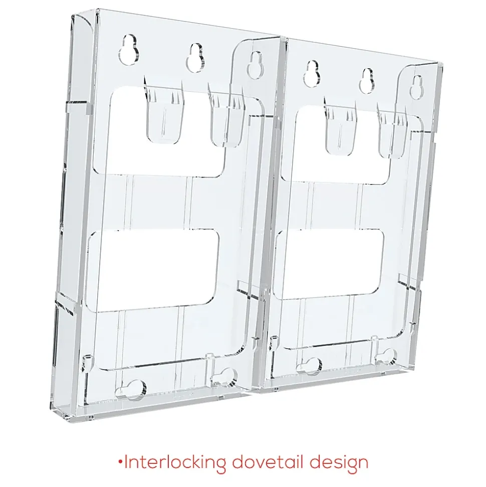 Deflecto® Lit Loc® Interlocking Magazine Size Literature Display, 11 1/4"H x 9"W x 1 1/4"D, Clear