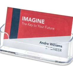Deflecto Single-Compartment Business Card Holder, 50-Card Capacity, Clear