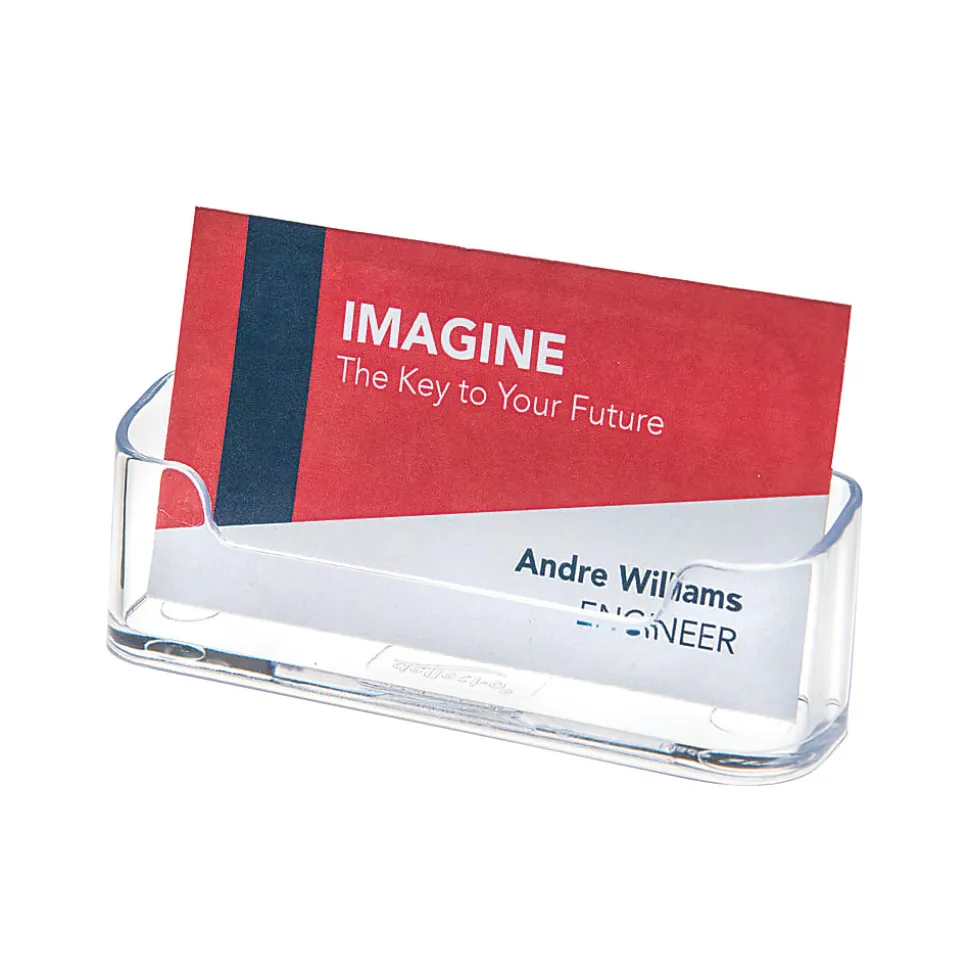 Deflecto Single-Compartment Business Card Holder, 50-Card Capacity, Clear