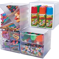 Deflecto Stackable Cube With 2 Drawers, 6