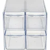 Deflecto Stackable Cube With 4 Drawers, 6"H x 6"W x 7 1/8"D, Clear