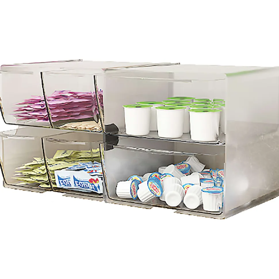 Deflecto Stackable Cube With 4 Drawers, 6"H x 6"W x 7 1/8"D, Clear