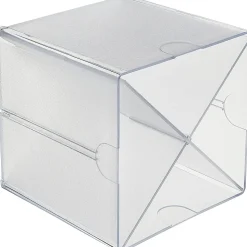 Deflecto Stackable Cube With X Divider, 6"H x 6"W x 6"D, Clear