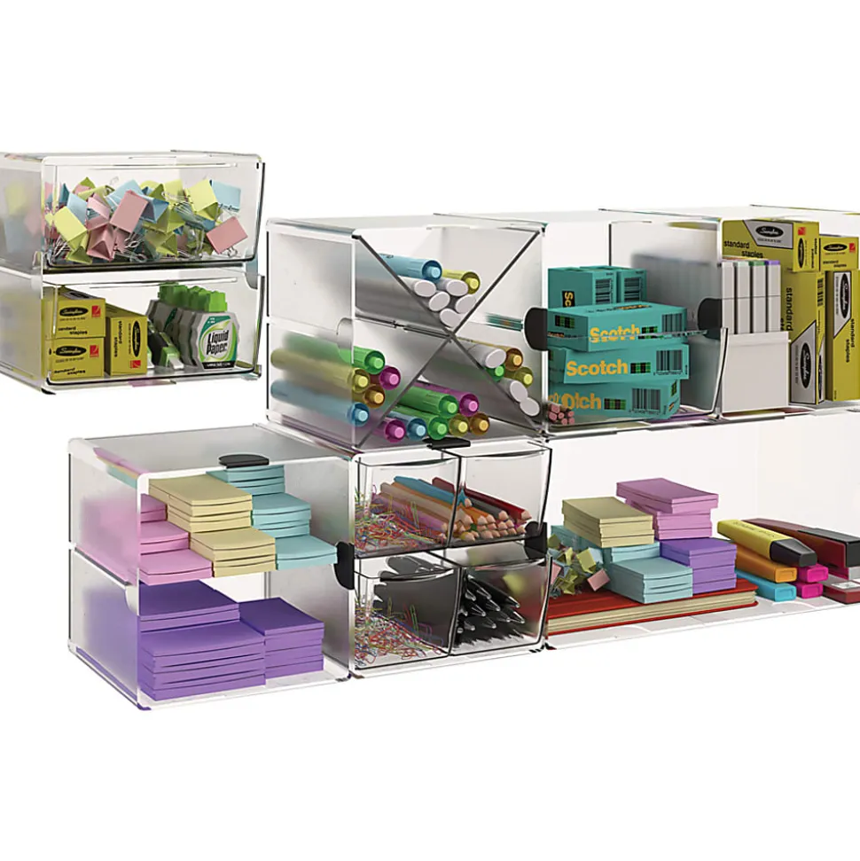 Deflecto Stackable Double Cube, 12"H x 6"W x 6"D, Clear