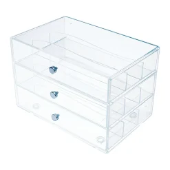Deflecto Stackable Drawer Organizer, 6-13/16"H x 12-1/2"W x 12-1/2"D, Clear